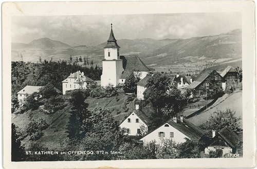 alte Postkarte um 1940 vom Dorf Kathrein